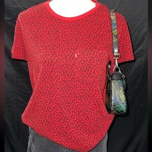 Levi's Red and Black Leopard Print Women's pocket tee